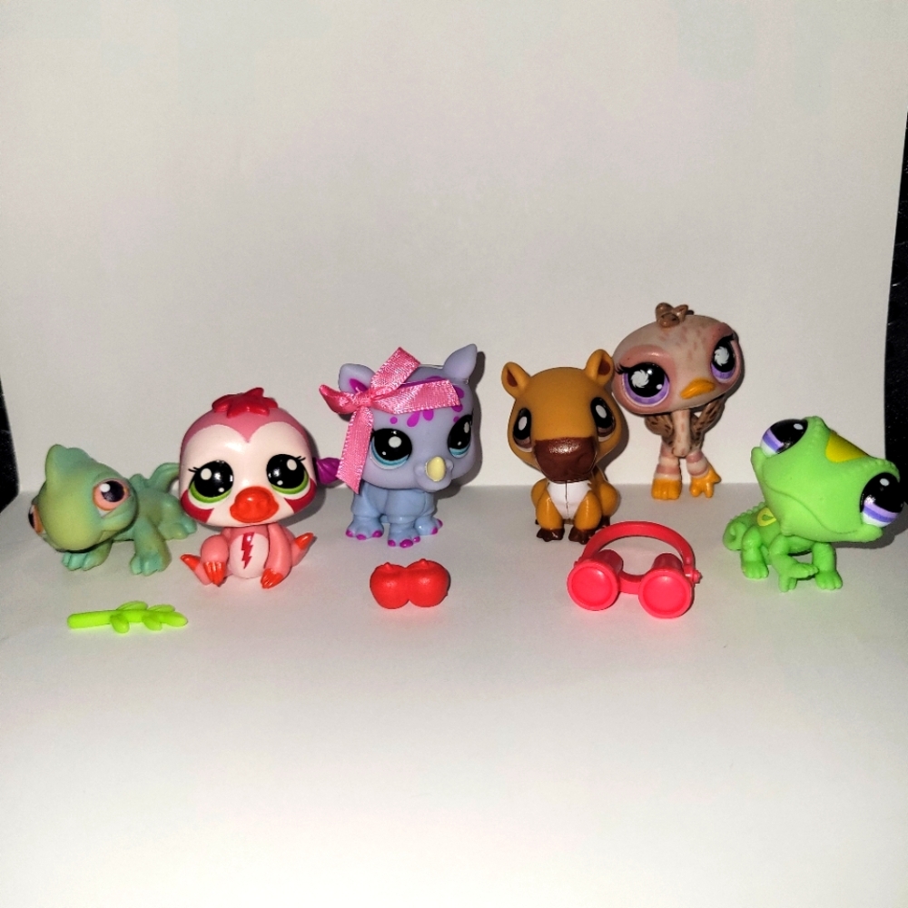 Lps Iguana Sloth Rhino Capybara Ostrich Chameleon Lot